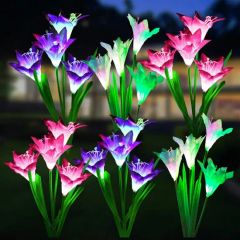 Solar Garden Stake Flower Lamp Outdoor Multi Color Changing LED Lily Powered Lawn Landscape Light - Image 1