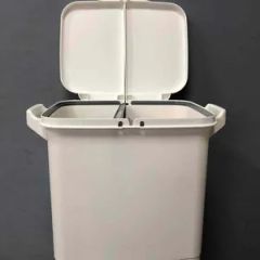 Kitchen Double Layer Garbage Storage Vertical Waste Sorting Bins with Wheel - Image 5