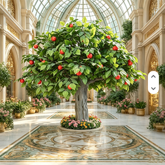 Hotel Lobby Decor Lifelike Eco-Friendly Artificial Apple Tree UV Resistant Leaves Customizable Size for Indoor Atrium Re - Image 1
