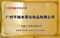 Specialised, Refined, Distinctive and Innovative SMEs certificate from Guangzhou Chingo Cosmetic Co., Ltd.