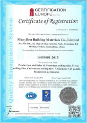 ISO certificate from Manybest Building Materials Co., Ltd.