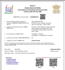Central License FSSAI certificate from GKM INDIA