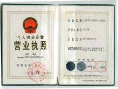 Business License certificate from Jiangxi Province County Mining Machinery Factory