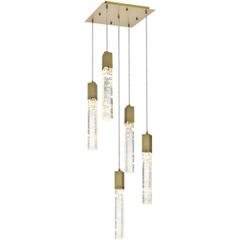 Crystal Chandeliers Ceiling Light Fixture Pendant Satin Gold Dining Room Foyer - Image 2