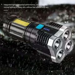 Handheld Emergency Searchlight High Power Four-Cell COB LED USB Rechargeable Flashlight Camping Searchlights Hunting Torch Light - Image 4