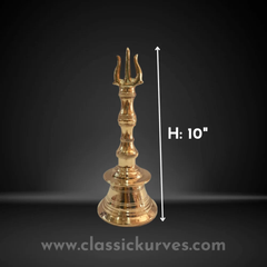 Brass soolam hand bell Purity Yes Color Golden material Brass Brand Classickurves Usage/Application Home Country of Origin Made in - Image 4