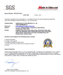 SGS Report certificate from Shijiazhuang An Pump Machinery Co., Ltd.