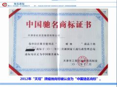 Agreement on China's Well-known Tradenark certificate from Tianjin Shengfa Candle Co., Ltd