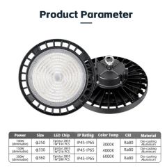 Dimmable 3CCT UFO LED High Bay Light for Warehouses - Image 5