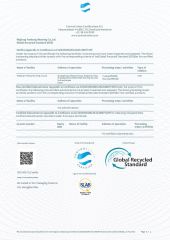 GRS certificate of Suzhou Cenchen Textile Technology Co., Ltd. – certificate photo, supplier certificates section