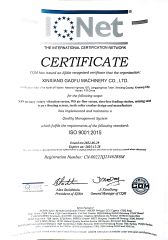 ISO9001 certificate from Xinxiang Gaofu Machinery Co., Ltd