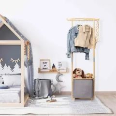 Bamboo Household Bedroom with Storage Basket, Clothes and Hat Rack - Image 3