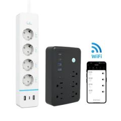 Smart WiFi Power Strip 5Outlets USB2C 20W Alexa Google Tuya Black White 1Y - Image 2
