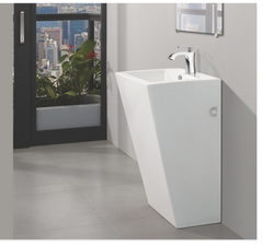 Ceramic One Piece Wash Basins With Integrated Full Pedestal Shape Oval Color White Brand Hindware Material Ceramic Pattern/Style - Jain Sanitary Store