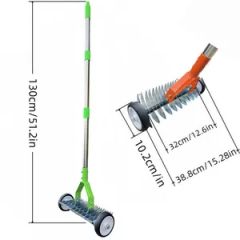 4.3FT Adjustable Turf Scarifier Rake with Rolling Support Frame for Garden Thatching - Image 3