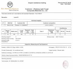 Shield Test certificate from Zhejiang Light-Tough Composite Materials Co., Ltd.