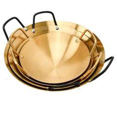 New Arrival Luxury Style Stainless Steel Cookware 24cm 28cm Cooking Pan Gold Color Wok with Double Handle - Yiwu Cassue Trading Co., Ltd