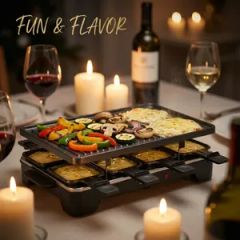 Electric Raclette Grill Griddle for Raclette Mini Pizzas with 8 Pans - Image 2