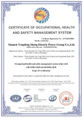 IS045001 certificate from Xiamen Yongfengsheng Generator Group Co., Ltd.