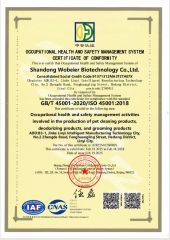 OCCUPATIONAL HEALTH AND SAFETY MANAGEMENT SYSTEM CERTIFICATE OF CONFORMITY certificate from Linyi Wobel Pet Supply Co., Ltd.