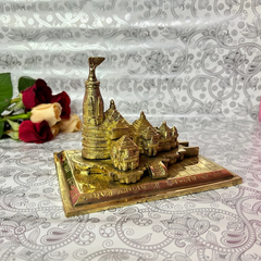 Brown Brass Ram Mandir Weight 2.65 Color Brown Height 13cm Width 13.5cm Length 17.5cm Material Brass Theme Ayodhya - Image 2