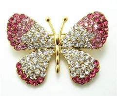 Fashion Elegant Butterfly Brooch Made by High Quality Pink Rhinestone - Guangzhou Jotome Fashion Accessories Firm