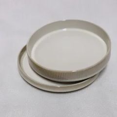 16PCS Stoneware Dinner Set Ceramic Tableware Vertical Line Emboss - Image 5