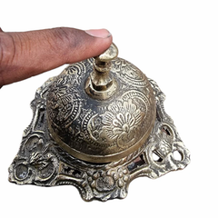 Unique Vintage Brass Table Call Bell Engraved Design, For Worship - Image 6