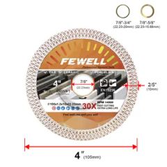 125mm 5inch Ultra X Turbo Super Thin Tile Porcelain Ceramic Cutter Cutting Disc Saw Blade - Zhenjiang Fewell Tools Co., Ltd.
