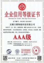 Enterprise credit rating certificate certificate from Wuxi Wanlv Intelligent Technology Co., Ltd