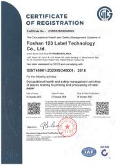 ISO45001 certificate from Foshan Yiersan Label Technology Co., Ltd.