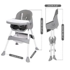 Adjustable Convertible Feeding Baby High Chair Origin China Trademark MU Color Light Gray Model NO. BW25910-6 Care Instructions Hand Wash - Image 4