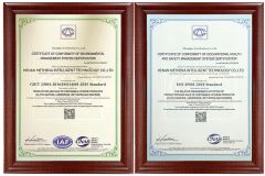 ISO14001&IS045001 certificate from Henan Methena Machine Co., Ltd