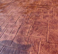 Red Ashlar Slate Stamped Concrete, Form: Slabs Form Slabs Color Brown Thickness 10mm Surface Finish Glossy Material Stamp - Image 1