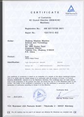 CE certificate of diesel water pump certificate of Taizhou Artex Machinery Co., Ltd. – certificate photo, supplier certificates section
