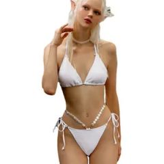 Fashion Ladies Low Waist Sling Deep V Seamless Bikini Solid Color Swimwear - Yiwu Zhihong Clothing Co., Ltd