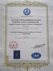 ISO 9001 certificate from Qingdao Guangyue Rubber Machinery Manufacturing Co., Ltd.