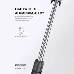 Xt02s Extendable Selfie Tripod - 70cm, Bluetooth Remote & LED Light (Black) - Image 4