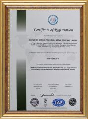 ISO14001:2015 certificate from Shenzhen Lantong Precision Technology Co., Ltd