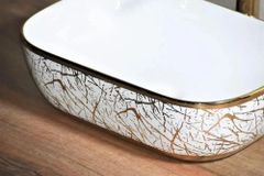 Ceramic Wash Basin Color White Finish Glossy Shape Rectangular Design Type Simple Design Feature Sleek Surface Texture - Image 2