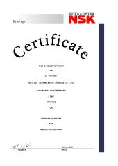 CERTIFICATE certificate from Wuxi Fsk Transmission Bearing Co., Ltd.