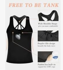 Strappy Racerback Activewear Compression Yoga Tank Tops Athletic Shirts - Image 5