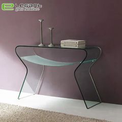 Modern Console Table with Sandblasting Glass Shelf - Image 1