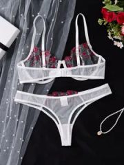 2022 New Arrivals Ensemble Erotic Night Wear Lenceria Lace Hot Lingeries Femme Women Embroidery Lace Bra Sexy Lingerie Set - Image 1