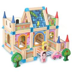 128 PCS Kids Multi-Functional Building 3D Puzzles Building Blocks Wooden Plug-in Models Assembled Houses - Image 1