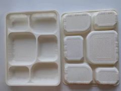 Compostable Disposable 6 Compartments Cornstarch Tableware Tray Food Use - Image 4