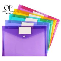 A4 Plastic Envelopes, Pocket File Folder with Label Pocket Snap Button Closure - Image 1