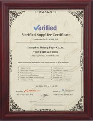 Alibaba foreign trade certification certificate from Guangzhou Jinfeng Paper Co., Ltd.