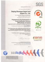 PEFC certificate from Deqing Roomeye Import & Export Co., Ltd.
