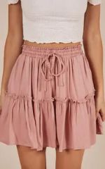 Elasticized Waist Adjustable Mini Skirt - Image 4